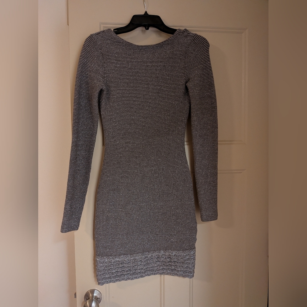 Figure-Hugging Long Sleeve Shimmer Dress